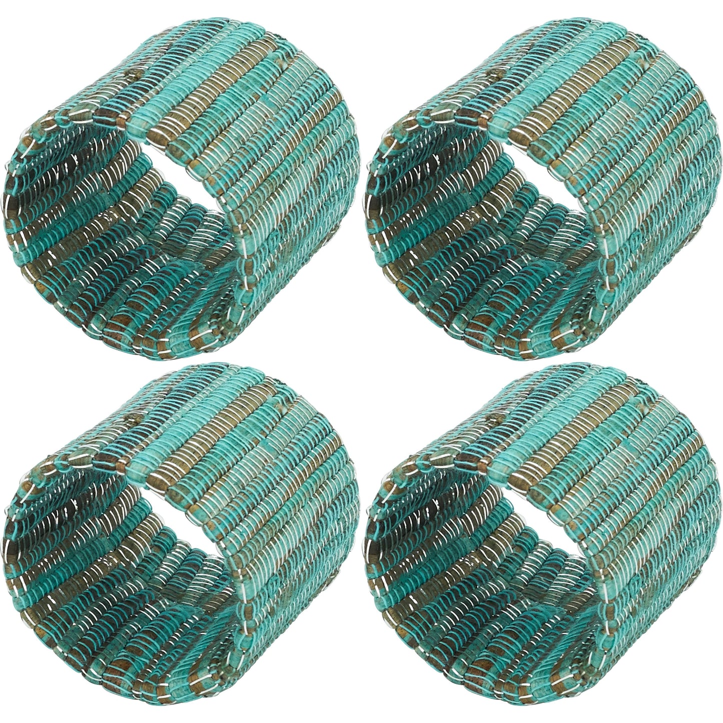 Shimmering Woven Nubby Napkin Ring (Set of 4)