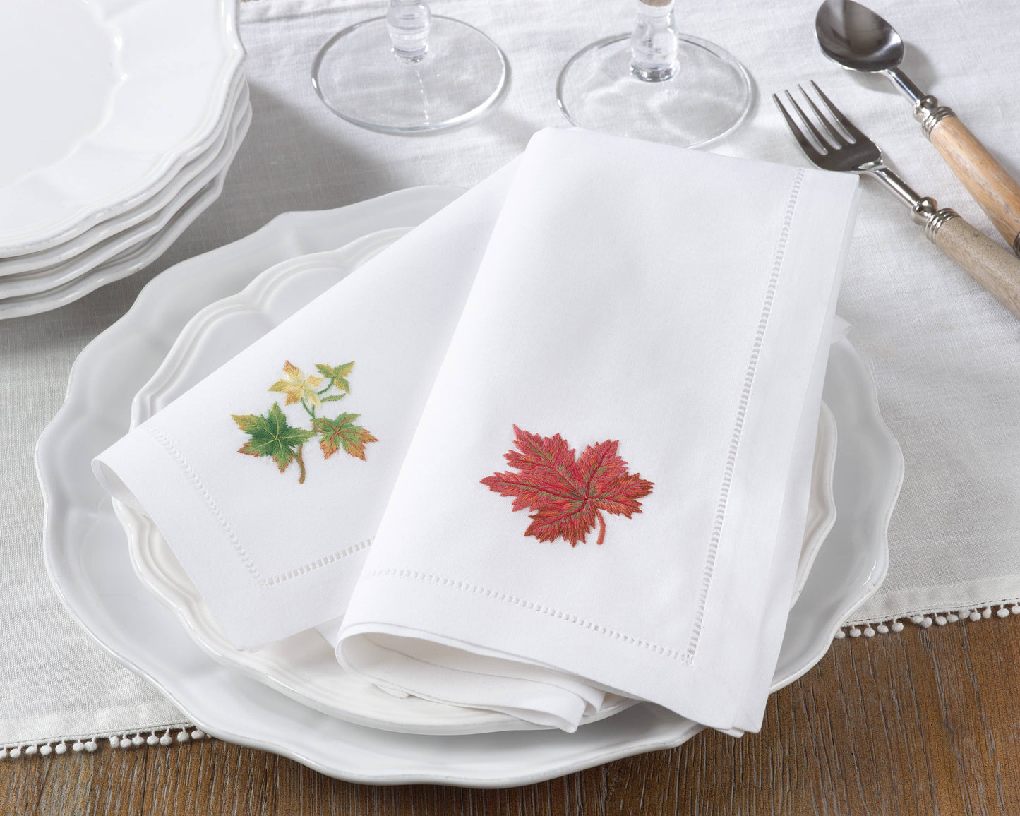 Embroidered Maple Leaf Napkin