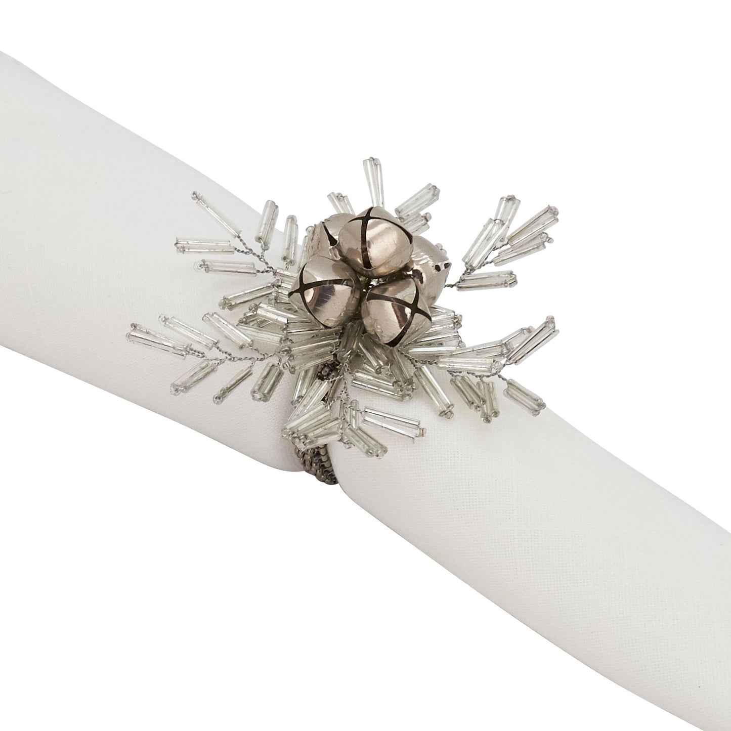Beaded Snowflake and Bells Napkin Ring (Set of 4)