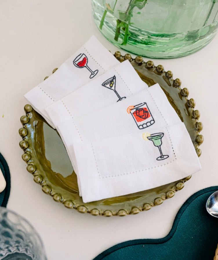 Embroidered Drinks Cocktail Napkins (set of 4)