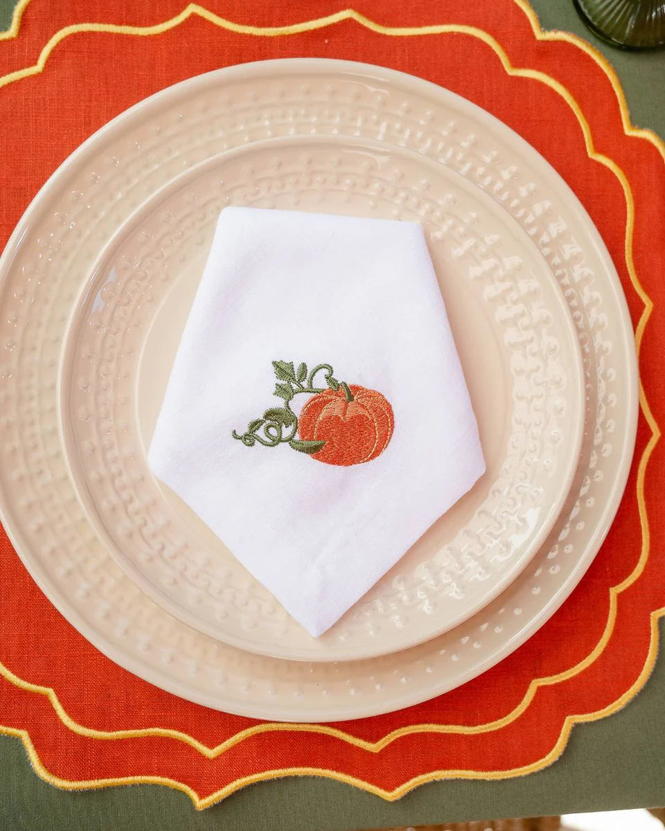 Embroidered Fall Pumpkin Dinner Napkin