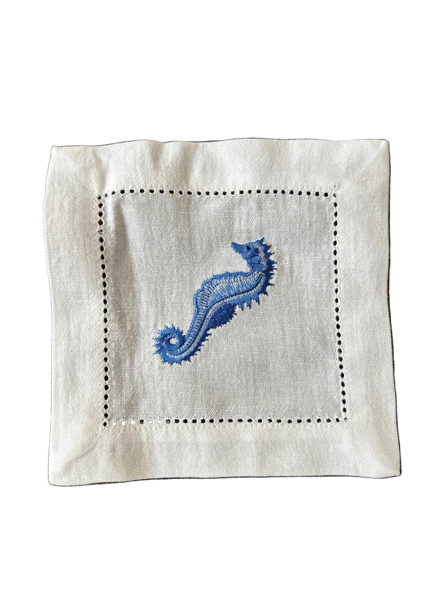 Embroidered Seahorse Cocktail Napkin (set of 4)