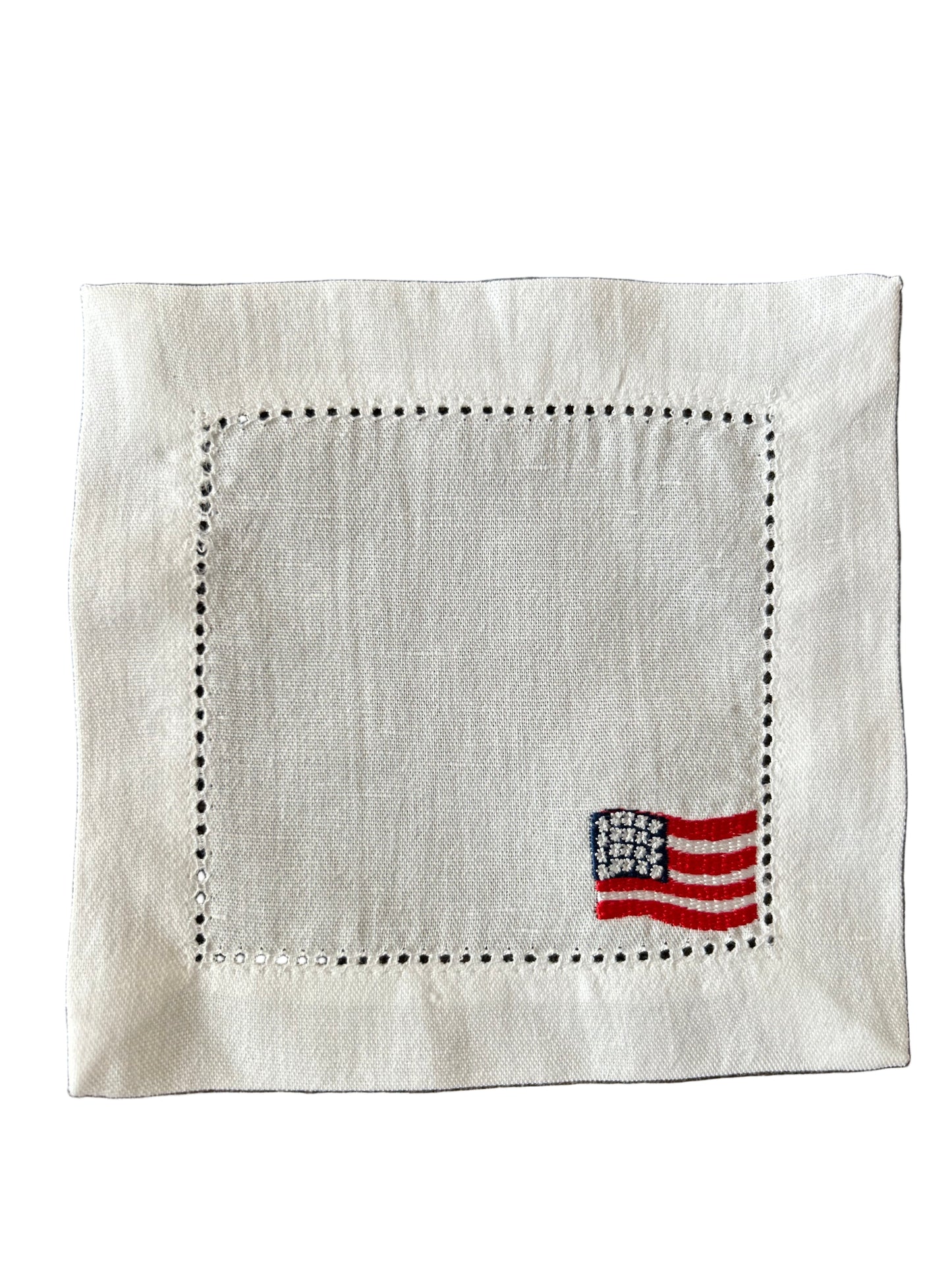 Embroidered US Flag Cocktail Napkin (set of 4)