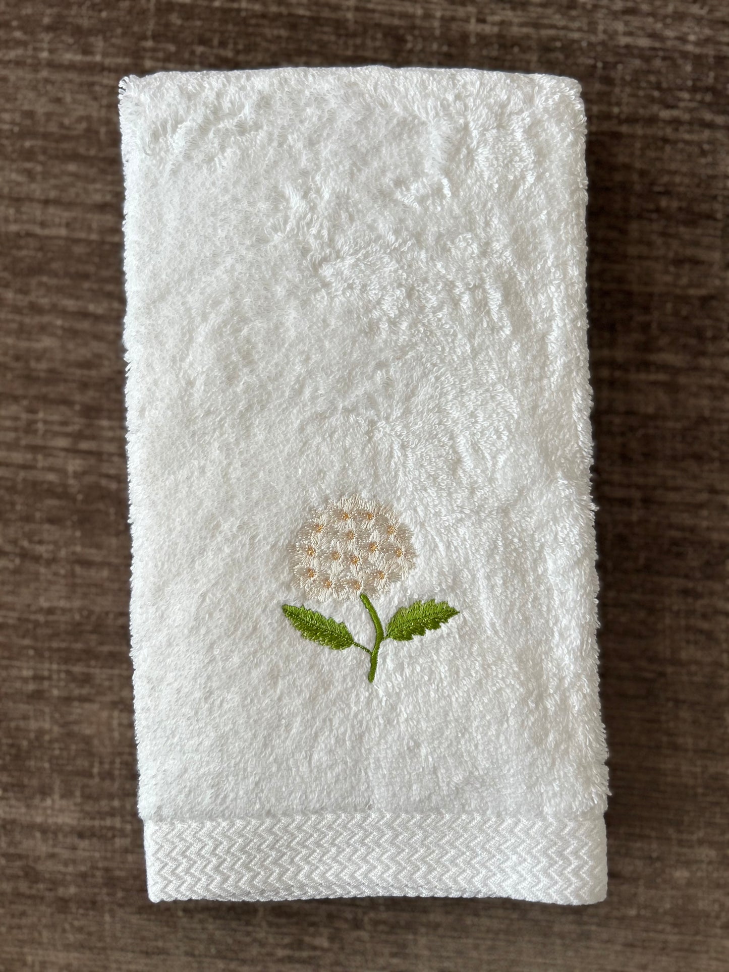 Embroidered Hydrangea Guest Towel