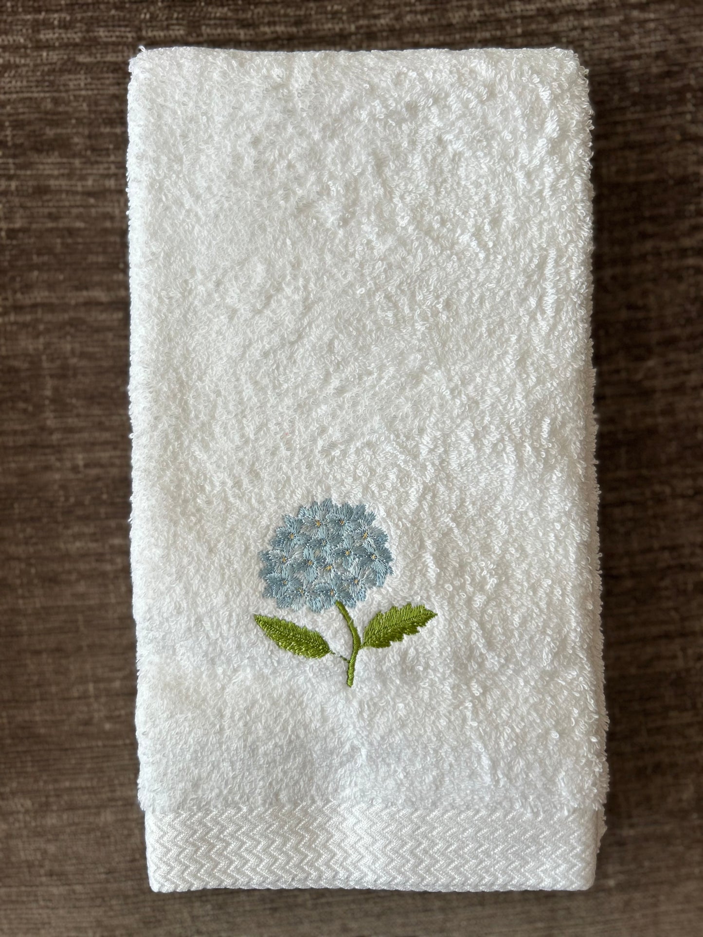 Embroidered Hydrangea Guest Towel