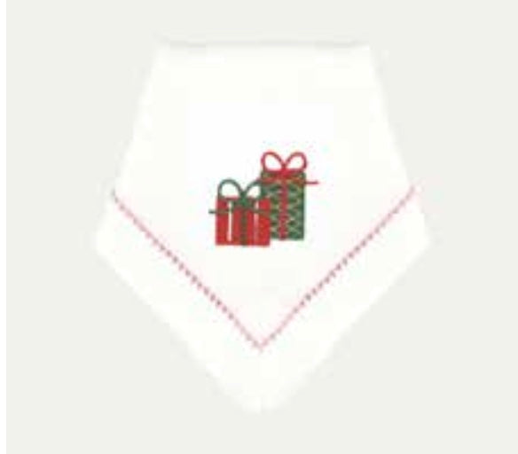 Embroidered Christmas Presents Dinner Napkin Set of 4