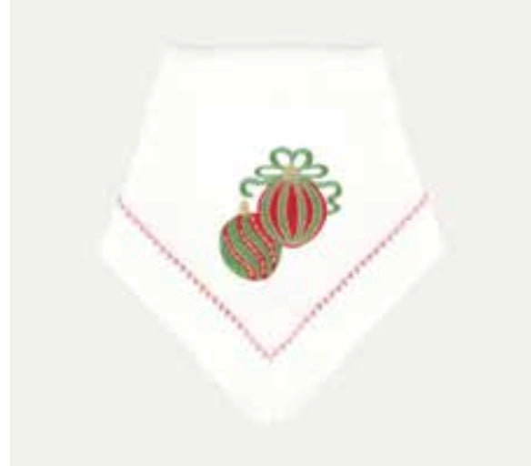 Embroidered Christmas Ornaments Dinner Napkin Set of 4
