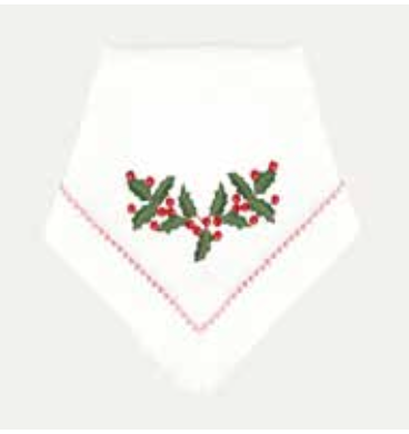 Embroidered Christmas Holly Dinner Napkin