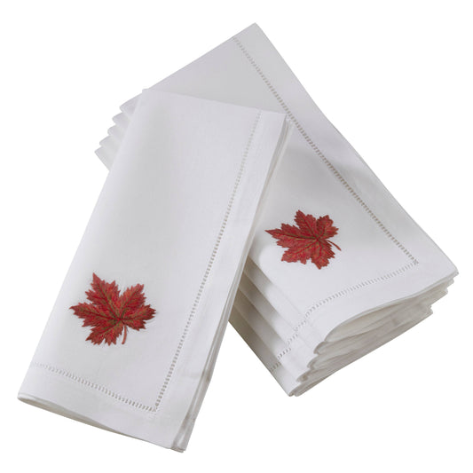 Embroidered Maple Leaf Napkin