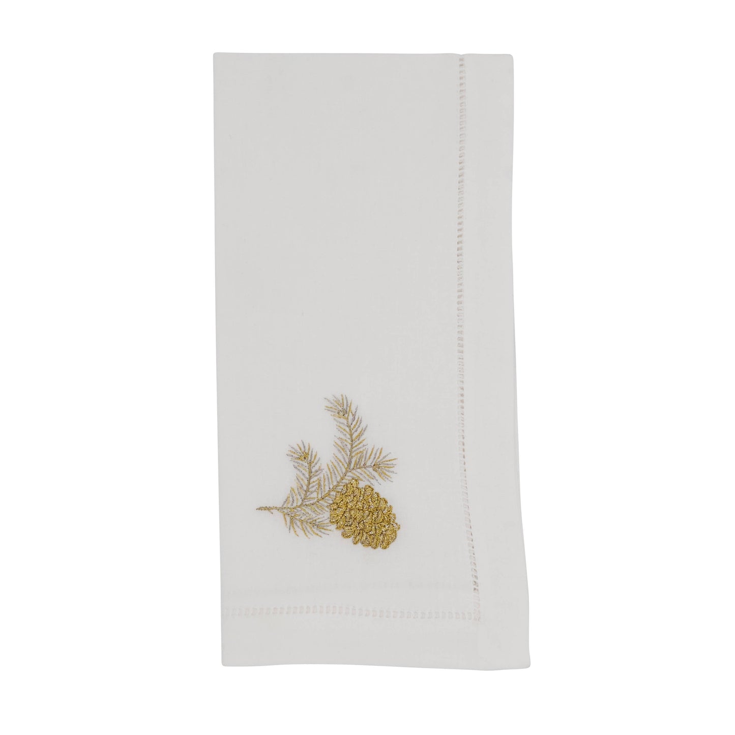 Embroidered Gold Pine Cone Napkin