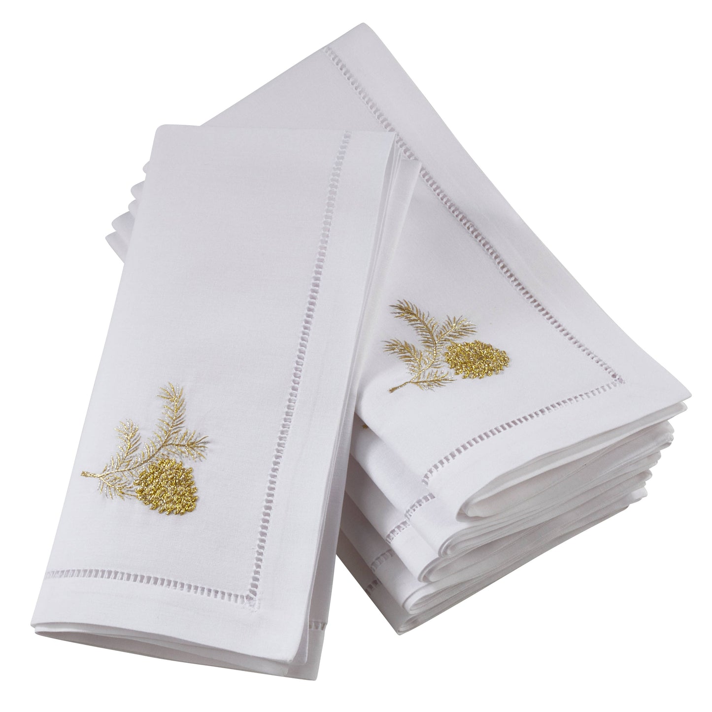 Embroidered Gold Pine Cone Napkin