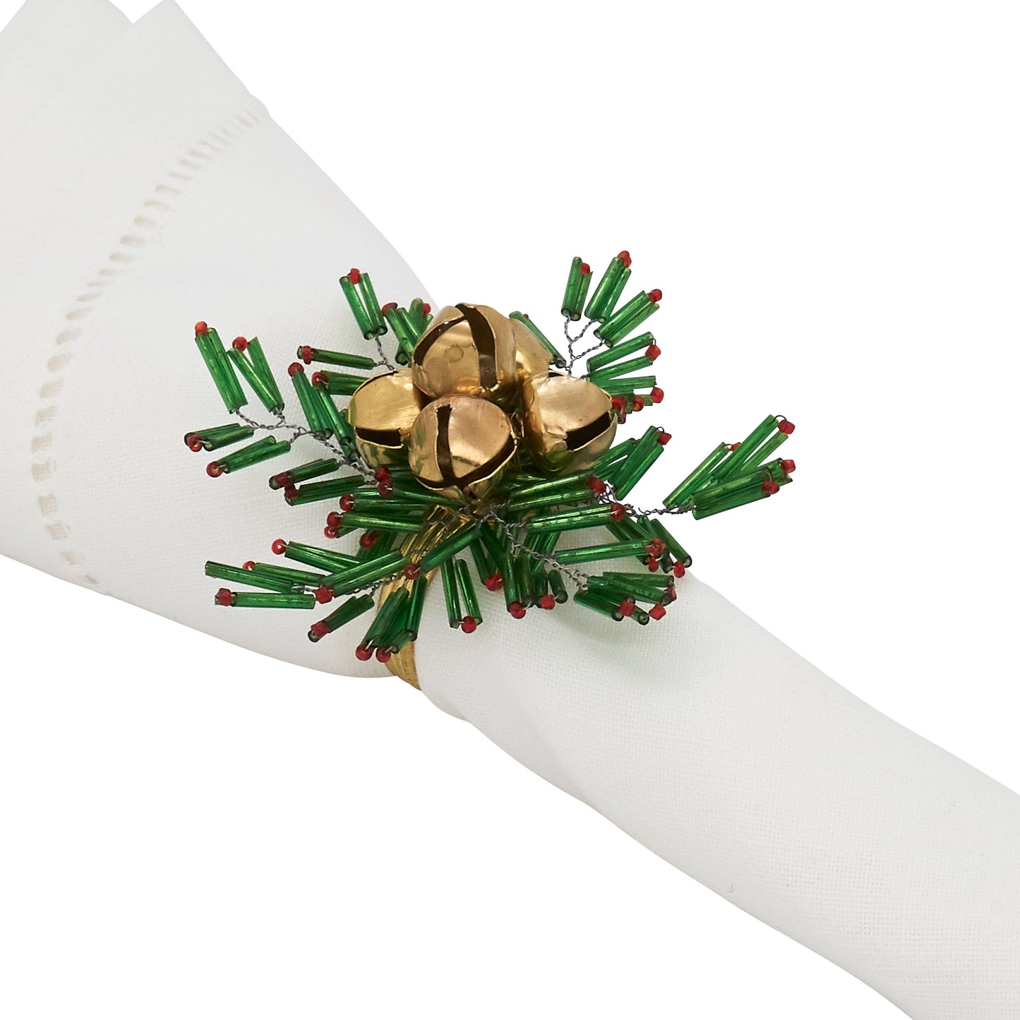 Beaded Snowflake and Bells Napkin Ring (Set of 4)