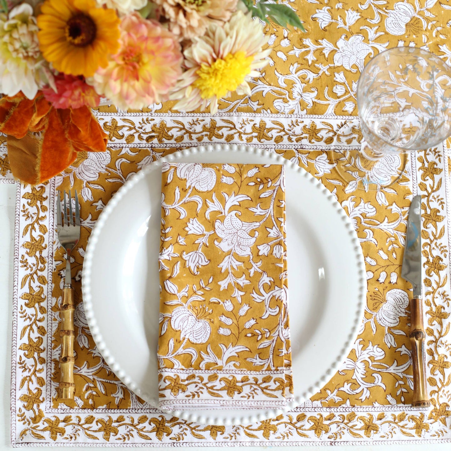Pacho Saffron Floral Napkin (Set of 4)