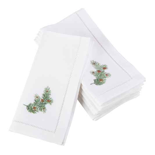 Embroidered Pine Cone Napkin