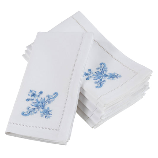 Embroidered Blue Ornament Napkin
