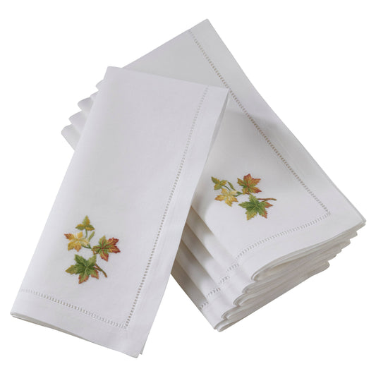 Embroidered Fall Leaf Napkin