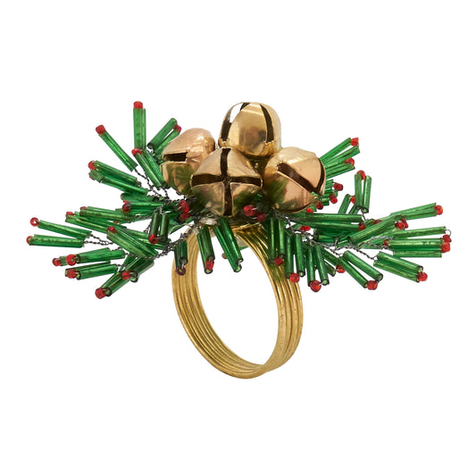 Beaded Snowflake and Bells Napkin Ring (Set of 4)