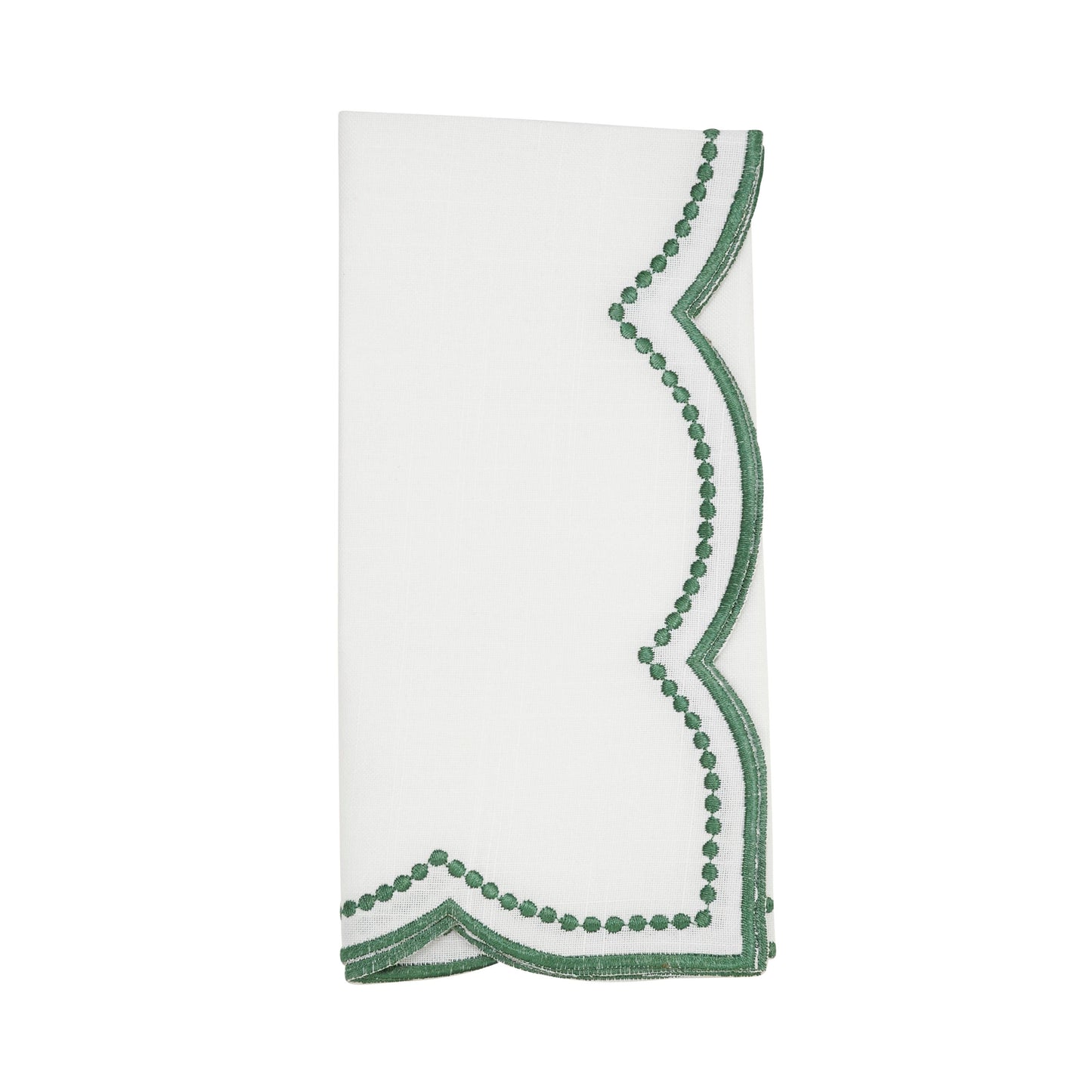 Embroidered Polka Dot Napkin w/ Scallop Edge