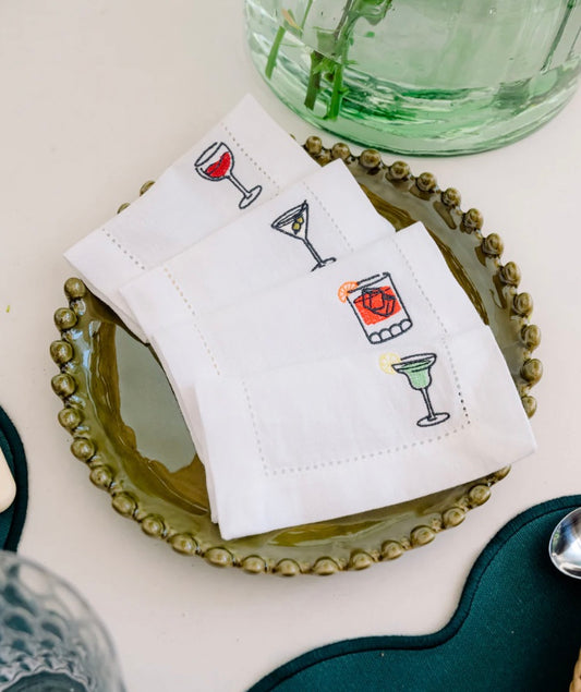 Embroidered Drinks Cocktail Napkins (set of 4)