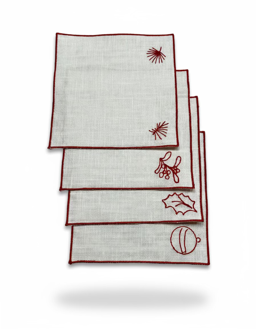 Holiday Symbols Cocktail Napkin (Set of 4)