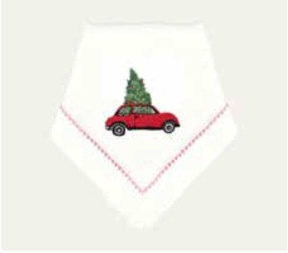 Embroidered Christmas Car Dinner Napkin Set of 4