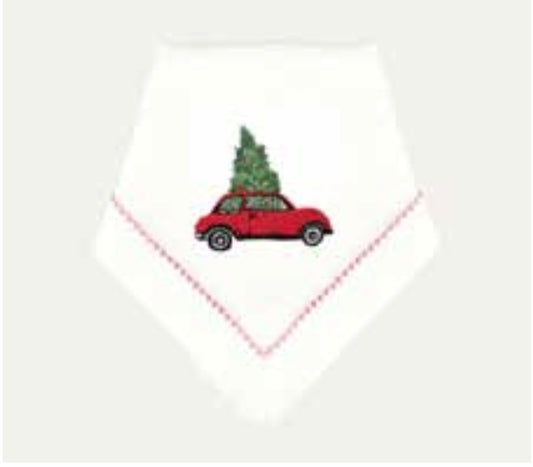 Embroidered Christmas Car Dinner Napkin Set of 4