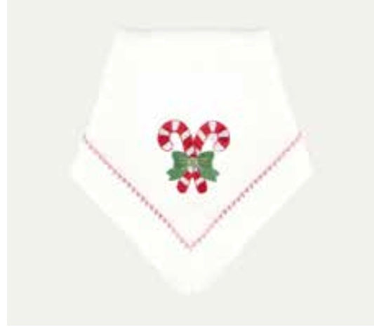 Embroidered Christmas Candy Canes Dinner Napkin Set of 4