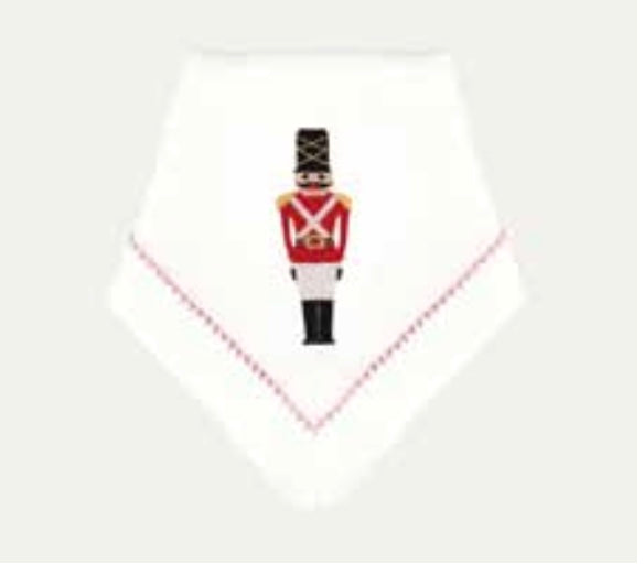 Embroidered Christmas Nutcracker Dinner Napkin Set of 4