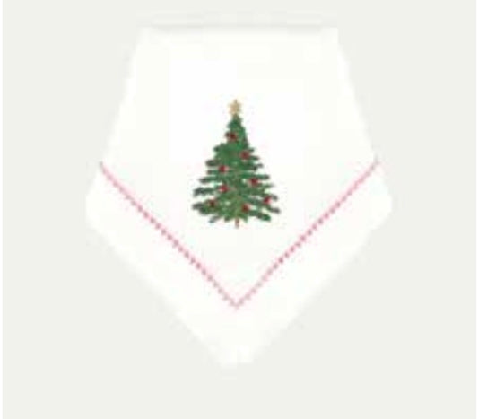 Embroidered Christmas Tree Dinner Napkin Set of 4