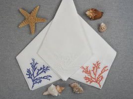 Coral Embroidery Dinner Napkin (Individual)