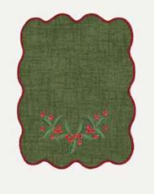 Embroidered Christmas Holly Cocktail Napkin (set of 4)