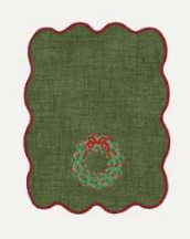 Embroidered Christmas Wreath Cocktail Napkin (set of 4)