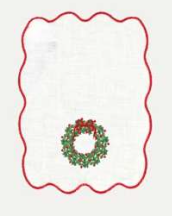 Embroidered Christmas Wreath Cocktail Napkin (set of 4)