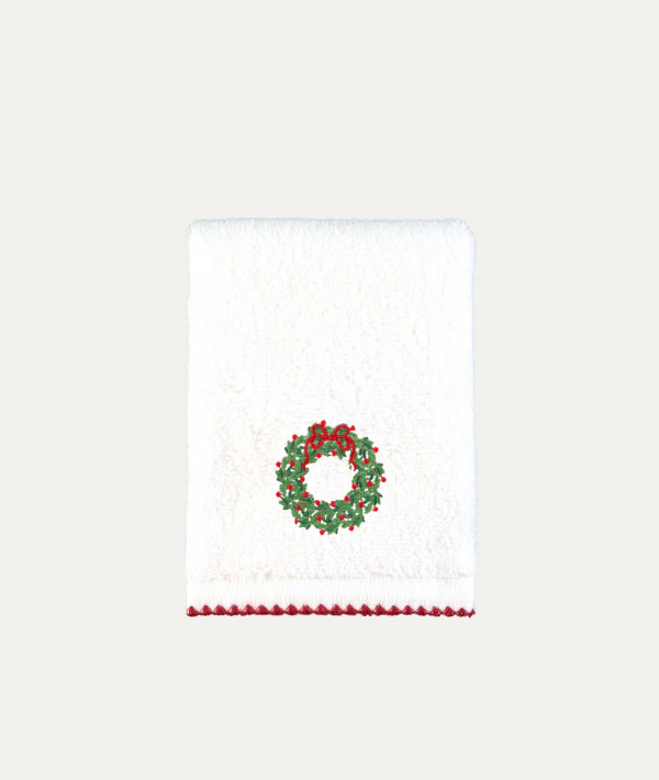Embroidered Christmas Wreath Guest Towel (Set of 2)