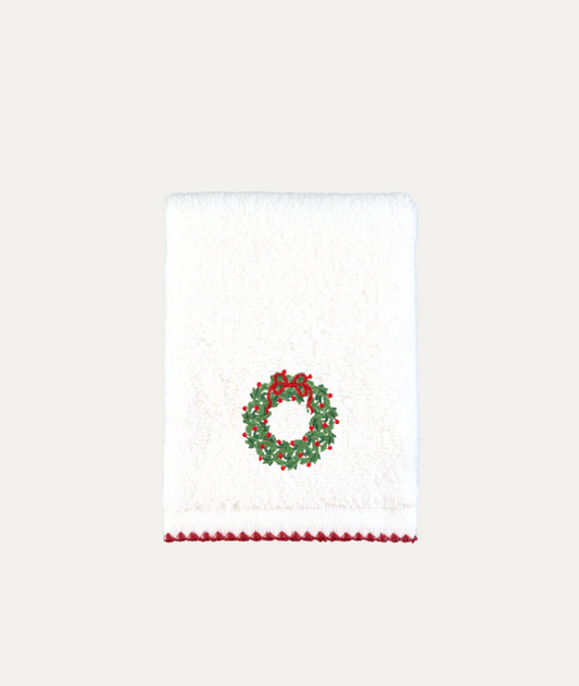 Embroidered Christmas Wreath Guest Towel (Set of 2)
