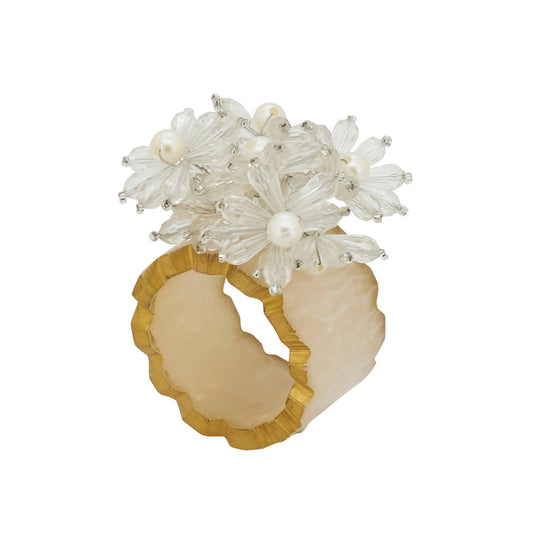 Beaded Petal Delight Resin Napkin Ring (Set of 4)
